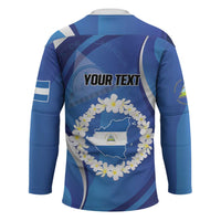 Personalized Nicaragua Independence Day 1821 Hockey Jersey Plumeria Floral - Wonder Print Shop