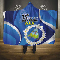 Nicaragua Independence Day 1821 Hooded Blanket Plumeria Floral - Wonder Print Shop