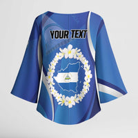 Personalized Nicaragua Independence Day 1821 Kimono Sleeve Blouse Plumeria Floral - Wonder Print Shop