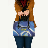 Nicaragua Independence Day 1821 Leather Bag Plumeria Floral - Wonder Print Shop