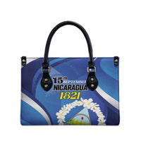 Nicaragua Independence Day 1821 Leather Bag Plumeria Floral - Wonder Print Shop