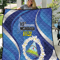 Nicaragua Independence Day 1821 Quilt Plumeria Floral - Wonder Print Shop