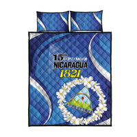 Nicaragua Independence Day 1821 Quilt Bed Set Plumeria Floral - Wonder Print Shop