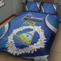 Nicaragua Independence Day 1821 Quilt Bed Set Plumeria Floral - Wonder Print Shop