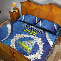 Nicaragua Independence Day 1821 Quilt Bed Set Plumeria Floral - Wonder Print Shop