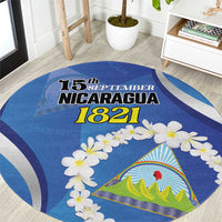Nicaragua Independence Day 1821 Round Carpet Plumeria Floral - Wonder Print Shop