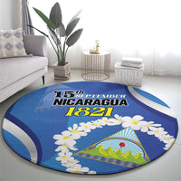 Nicaragua Independence Day 1821 Round Carpet Plumeria Floral - Wonder Print Shop
