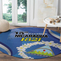 Nicaragua Independence Day 1821 Round Carpet Plumeria Floral - Wonder Print Shop