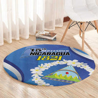 Nicaragua Independence Day 1821 Round Carpet Plumeria Floral - Wonder Print Shop