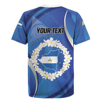 Personalized Nicaragua Independence Day 1821 Rugby Jersey Plumeria Floral - Wonder Print Shop