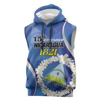 Personalized Nicaragua Independence Day 1821 Sleeveless Hoodie Plumeria Floral - Wonder Print Shop