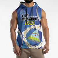 Personalized Nicaragua Independence Day 1821 Sleeveless Hoodie Plumeria Floral - Wonder Print Shop