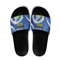 Nicaragua Independence Day 1821 Slide Sandals Plumeria Floral - Wonder Print Shop