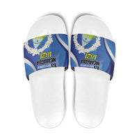 Nicaragua Independence Day 1821 Slide Sandals Plumeria Floral - Wonder Print Shop