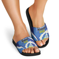Nicaragua Independence Day 1821 Slide Sandals Plumeria Floral - Wonder Print Shop
