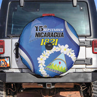 Nicaragua Independence Day 1821 Spare Tire Cover Plumeria Floral - Wonder Print Shop