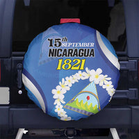 Nicaragua Independence Day 1821 Spare Tire Cover Plumeria Floral - Wonder Print Shop