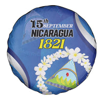 Nicaragua Independence Day 1821 Spare Tire Cover Plumeria Floral - Wonder Print Shop