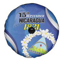 Nicaragua Independence Day 1821 Spare Tire Cover Plumeria Floral - Wonder Print Shop