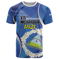 Personalized Nicaragua Independence Day 1821 T Shirt Plumeria Floral - Wonder Print Shop