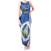 Personalized Nicaragua Independence Day 1821 Tank Maxi Dress Plumeria Floral - Wonder Print Shop