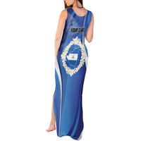 Personalized Nicaragua Independence Day 1821 Tank Maxi Dress Plumeria Floral - Wonder Print Shop