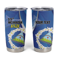 Personalized Nicaragua Independence Day 1821 Tumbler Cup Plumeria Floral - Wonder Print Shop