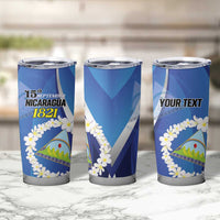 Personalized Nicaragua Independence Day 1821 Tumbler Cup Plumeria Floral - Wonder Print Shop