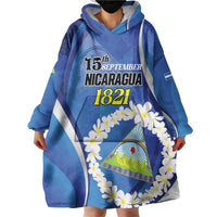 Personalized Nicaragua Independence Day 1821 Wearable Blanket Hoodie Plumeria Floral - Wonder Print Shop