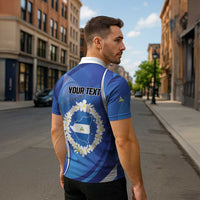 Personalized Nicaragua Independence Day 1821 Zipper Polo Shirt Plumeria Floral - Wonder Print Shop