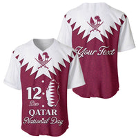 Personalised Qatar National Day Baseball Jersey Dawlat Qatar Map Islamic Pattern - Wonder Print Shop