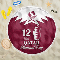 Qatar National Day Beach Blanket Dawlat Qatar Map Islamic Pattern - Wonder Print Shop