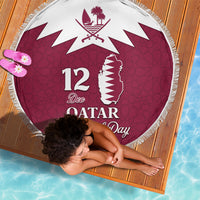 Qatar National Day Beach Blanket Dawlat Qatar Map Islamic Pattern - Wonder Print Shop