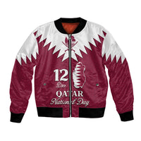 Personalised Qatar National Day Bomber Jacket Dawlat Qatar Map Islamic Pattern - Wonder Print Shop