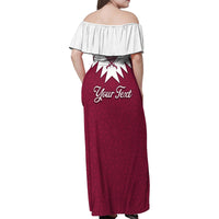 Personalised Qatar National Day Family Matching Off Shoulder Maxi Dress and Hawaiian Shirt Dawlat Qatar Map Islamic Pattern - Wonder Print Shop