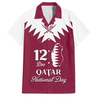 Personalised Qatar National Day Family Matching Short Sleeve Bodycon Dress and Hawaiian Shirt Dawlat Qatar Map Islamic Pattern - Wonder Print Shop