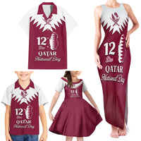 Personalised Qatar National Day Family Matching Tank Maxi Dress and Hawaiian Shirt Dawlat Qatar Map Islamic Pattern - Wonder Print Shop