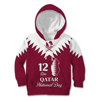 Personalised Qatar National Day Kid Hoodie Dawlat Qatar Map Islamic Pattern - Wonder Print Shop