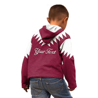 Personalised Qatar National Day Kid Hoodie Dawlat Qatar Map Islamic Pattern - Wonder Print Shop