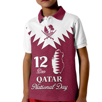 Personalised Qatar National Day Kid Polo Shirt Dawlat Qatar Map Islamic Pattern - Wonder Print Shop