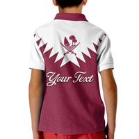 Personalised Qatar National Day Kid Polo Shirt Dawlat Qatar Map Islamic Pattern - Wonder Print Shop