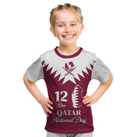 Personalised Qatar National Day Kid T Shirt Dawlat Qatar Map Islamic Pattern - Wonder Print Shop