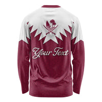 Personalised Qatar National Day Long Sleeve Shirt Dawlat Qatar Map Islamic Pattern - Wonder Print Shop