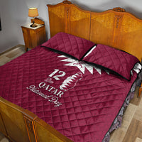 Qatar National Day Quilt Bed Set Dawlat Qatar Map Islamic Pattern - Wonder Print Shop