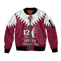 Personalised Qatar National Day Sleeve Zip Bomber Jacket Dawlat Qatar Map Islamic Pattern - Wonder Print Shop