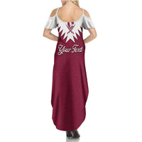 Personalised Qatar National Day Summer Maxi Dress Dawlat Qatar Map Islamic Pattern - Wonder Print Shop