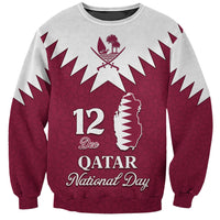 Personalised Qatar National Day Sweatshirt Dawlat Qatar Map Islamic Pattern - Wonder Print Shop