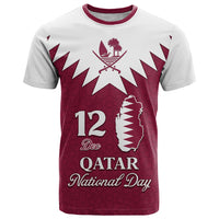 Personalised Qatar National Day T Shirt Dawlat Qatar Map Islamic Pattern - Wonder Print Shop