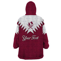 Personalised Qatar National Day Wearable Blanket Hoodie Dawlat Qatar Map Islamic Pattern - Wonder Print Shop