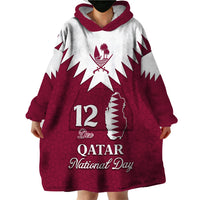 Personalised Qatar National Day Wearable Blanket Hoodie Dawlat Qatar Map Islamic Pattern - Wonder Print Shop